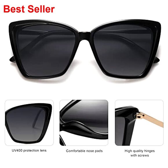 Polarized Oversized Square Cat Eye Sunglasses UV Protection Women\'s Retro